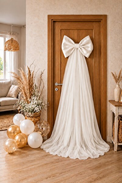 ecrin tuhafiye hobi 50 x 150 cm Saten & Kristal tül Fiyonk Bebek Kapı Süsü, B...