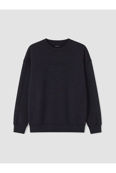 LC Waikiki Black Crew Neck Printed Men's Sweatshirt