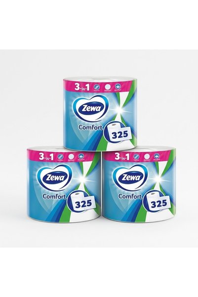 Zewa Set de 3 role de prosoape de hârtie Comfort 3-în-1, 325 de foi/rolă