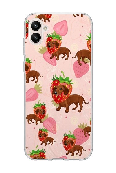 lelia Samsung Galaxy A07 Compatible Strawberry Sausage Dog Printed Transparen...