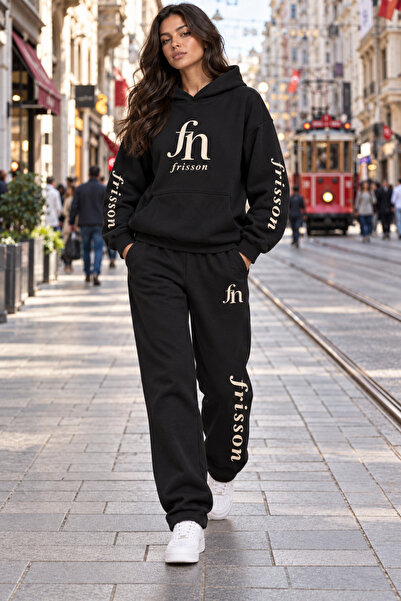 Frisson Women's Fn Printed Hooded Oversize Tracksuit Set