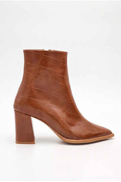 Shoesers Γυναικείες μπότες με μυτερή μύτη και χοντρό τακούνι Croco Design με ...