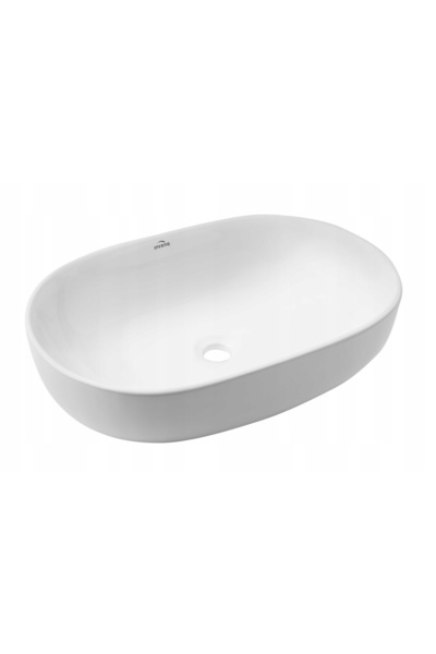 Invena Vas de spălat ceramic alb, oval, lucios, 60x42cm, pentru blat.