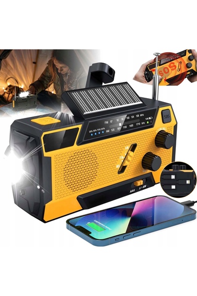NO BRAND RADIO PORTABIL DE URGENȚĂ ALIMENTAT SOLAR FM AM SOS DYNAMO, LAMPĂ DE...