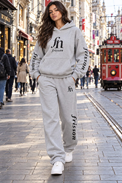 Frisson Women's Fn Printed Hooded Oversize Tracksuit Set
