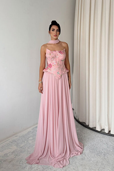 Sindimoda Straplez İşleme Detay Tasarım Abiye 1277