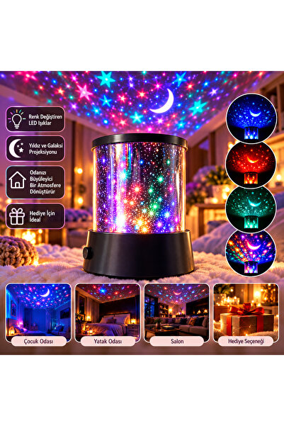 ebuuconcept gift shopping Renk Değiştiren LED Yıldız ve Ay Galaksi Projektör ...