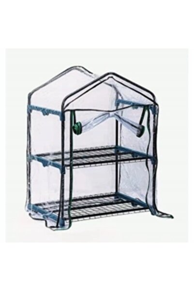 dedra Seră de grădină pliabilă 69x49x95cm, 2 rafturi, din oțel, folie PVC, bl...