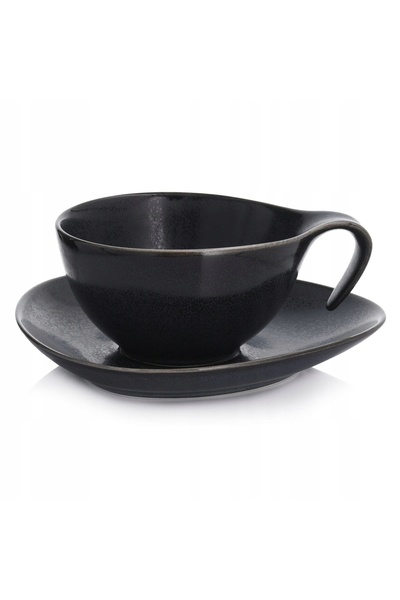 DUKAAN Ceașcă cu farfurioară 350 ml Porțelan grafit Time Black DUKA