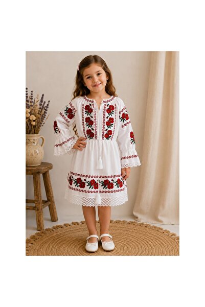 OEM Rochie de fete cu decolteu reglabil și mânecă lungă bufantă, Model Mac Ro...