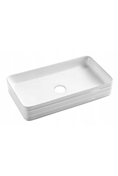 Invena Vas ceramic alb, dreptunghiular, de 66x38cm, pentru blat.