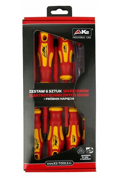K2 Șurubelnițe izolate electrice VDE 1000V, set cu tester