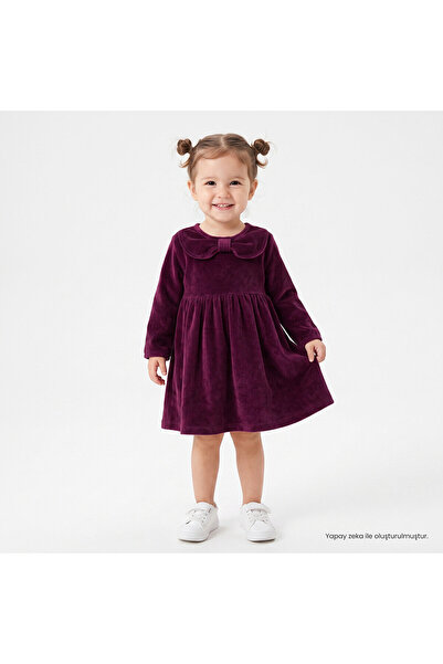 ebebek Hello Baby HelloBaby Kız Bebek Elbise Düğmeli Bebe Yaka Long Sleeve