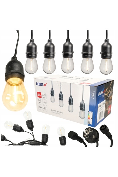 dedra Ghirlandă luminoasă de grădină LED E27, 10 m, 20 becuri