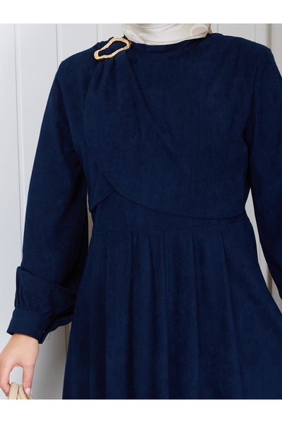 EFSUN MODA Women's Velvet Tunic Dress with Brooch Detail