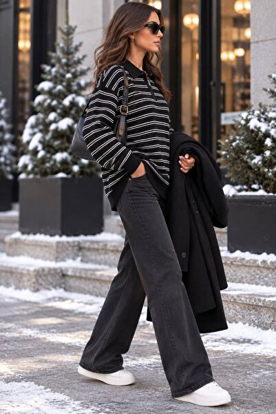 ModaYaren New Season Women's Polo Collar Zippered Sweater