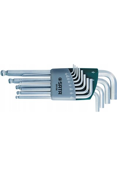 SATA Set de 12 chei hexagonale sferice cu 6 puncte, în inchi