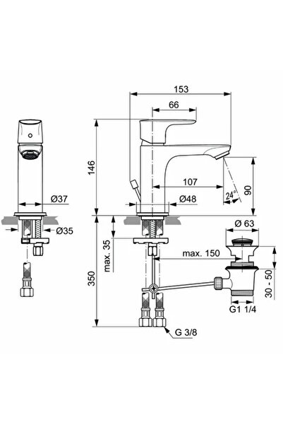 Vivis Baterie de baie Ideal Standard Connect Air Slim