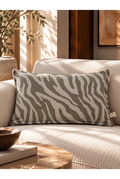 needle home textile .decoration Zebra Krem Kırlent Kılıfı (30x50)