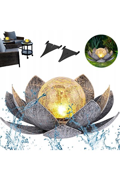 bedee Lampă solară în formă de lotus, cu senzor de lumină, impermeabilă, 600 mAh