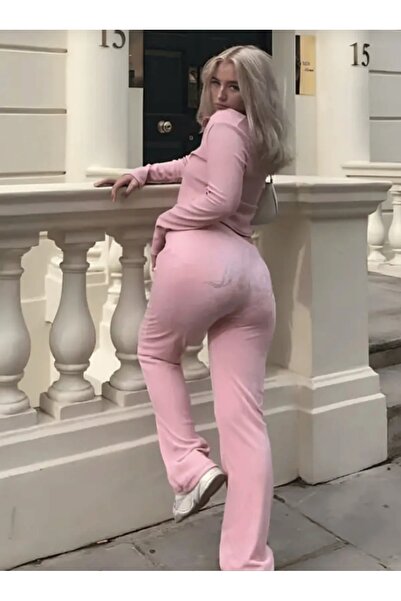 eyonnwear Y2K Velvet Rhinestone Tracksuit Set Bottom Top Set