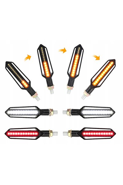 NO BRAND 4x LED DRL dinamici secvențiali pentru motociclete și ATV-uri, semna...