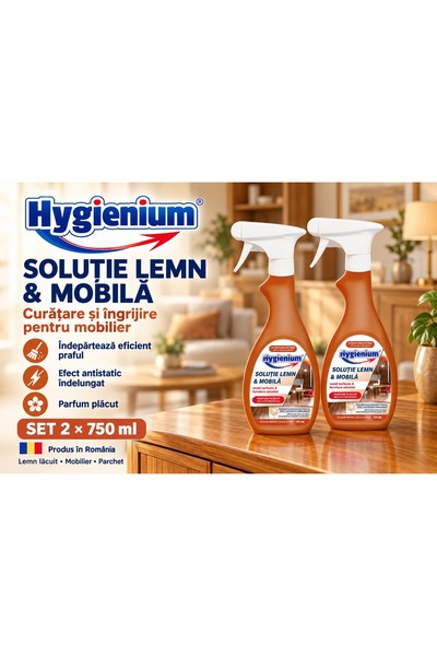 Hygienium Set 2 x Solutie pentru mobila si lemn Hygienium, 750ml