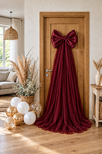 ecrin tuhafiye hobi 50 x 150 cm Saten & Kristal tül Fiyonk Bebek Kapı Süsü, B...