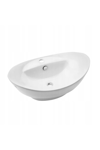 Invena Vas de spălat ceramic alb, oval, lucios, 59x39cm, pentru blat.