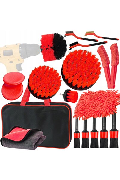 NO BRAND Kit de curățare auto detailing, perii și bureți auto, 20 bucăți