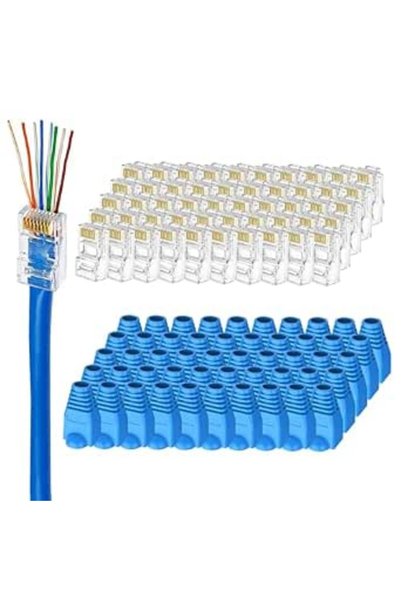 GENERAL موصلات FARLINK Cat 6 Pass Through RJ45 مع أغطية واقية لكابلات الإيثرنت