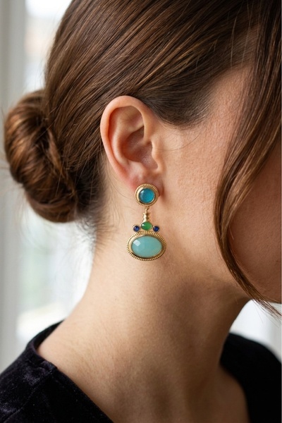 Feyz Tasarım Designer Turquoise Earrings