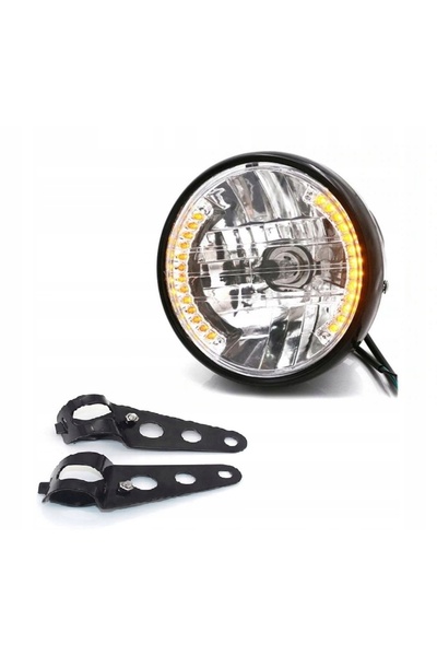 NO BRAND Reflector Lampă 7″ H4 cu semnalizare LED pentru Motocicletă Harley C...