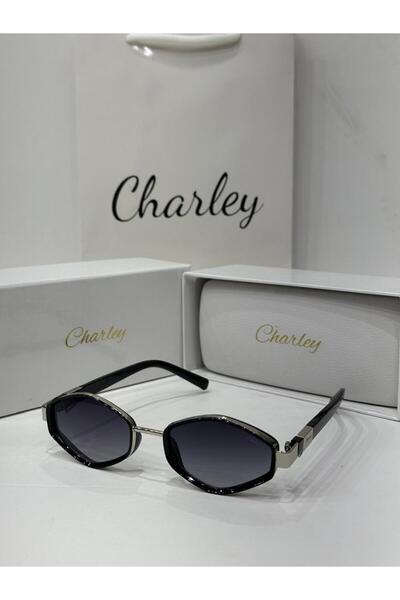 Generic Brand نظارة Charley شمسية سوداء بتفاصيل فضية LOOSTER TIME