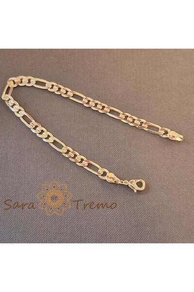 SaraTremo Brățară unisex placată cu aur – model 3-în-1, zale clasice, 21 cm