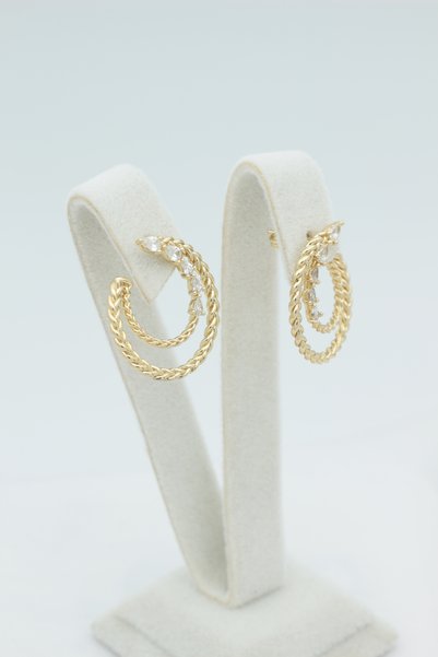 XUPING JEWELRY Style Pearl/Xuping Jewelry Double Spiral Zircon Stone Earrings