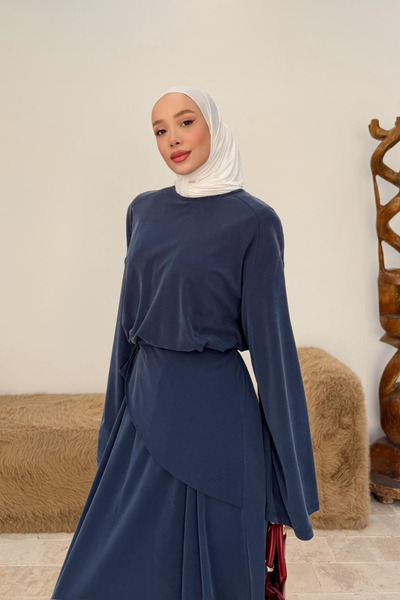 fushya design Beli Kruvaze Bağlama Detaylı Elbise