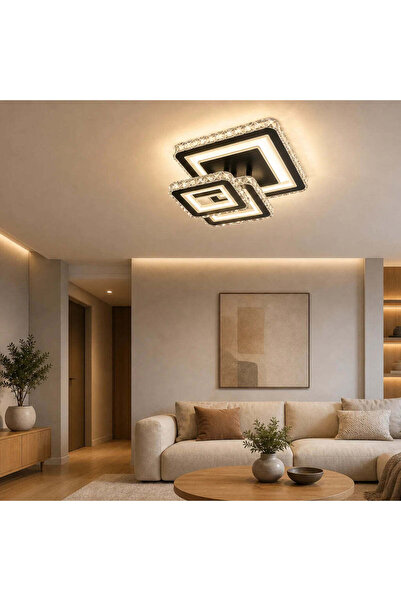 DIGITAL Merchandise Lustra LED cu telecomanda si cristal LEILA 88W, 3 Patrate...