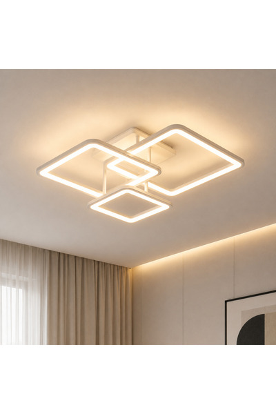 DIGITAL Merchandise Lustra LED cu telecomanda ZOE, 60W, 3 Patrate, lumina Rec...