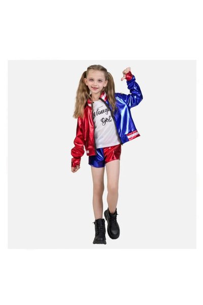 Generic Brand Costum de Carnaval Halloween pentru Copii Eroina Harley Quinn 8...