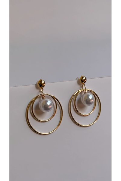 ADENNA JEWELRY Hoop Pearl Detailed Dangle Earrings