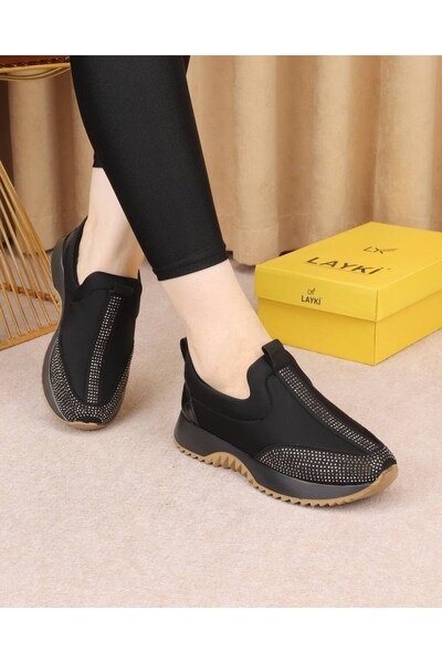 layki Iconova black stretch stone detailed daily sports shoes