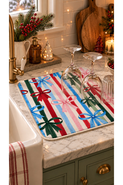 Pilloveland Su Emici Bulaşık Kurutma Matı - 40*50 cm - Kutlama - Yılbaşı - Ye...