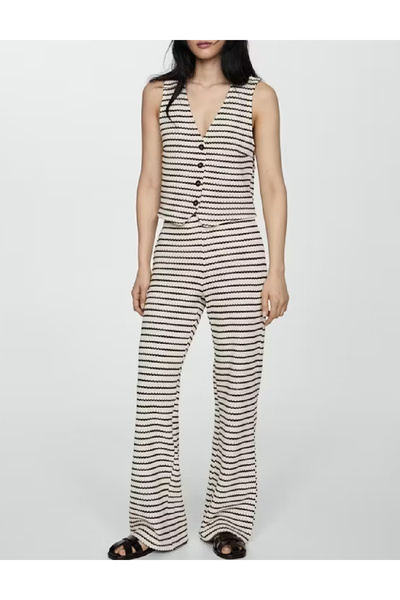 Evendi Pantaloni, Ecru/Negru