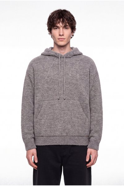 Machinist Men's Hooded Kangaroo Pocket Knitwear Anthracite
