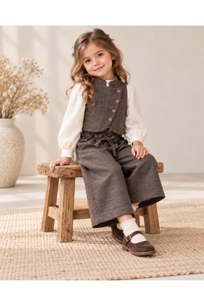 EDM Kidss Edm Kids Girls' 3-Piece Set 2-5 Years Old Shirt Vest Wide-Legged Pa...