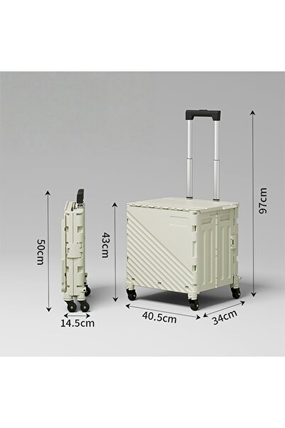 OEM Cărucior de cumpărături pliabil cu 4 roți rotative și mâner telescopic, portabil și compact, polipropilenă, 43 x 40.5 x 34 x 97 cm, SHYE-7090-B