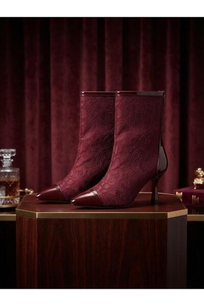 AZR Lace-Trimmed Back-Fastening Boots with a Heel Height of 7 cm