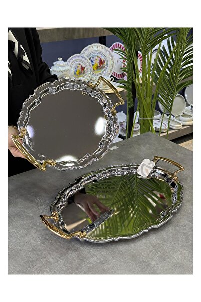 Doğudeko Jase Collection 2-Piece Metal Oval Tray