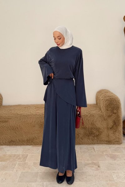 fushya design Beli Kruvaze Bağlama Detaylı Elbise